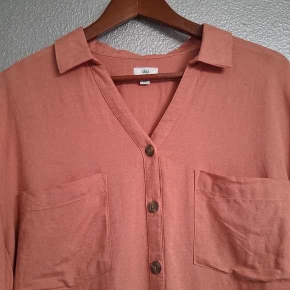 NWT Linen Blend Short Sleeve Blouse   Size L - Picture 3 of 16